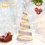 Tangkula 5 FT Lighted Pre-lit Christmas Cone Tree, Artificial Spiral Conic Tree w/300 Warm White & 250 Cold White LED Lights