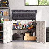 Tangkula Large Outdoor Storage Cabinet 20 Cu.Ft Horizontal Resin Storage Shed