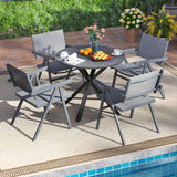 Tangkula Patio Chairs with Breathable Fabric Seat & Tilt Backrest