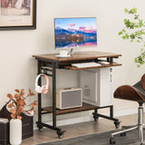 Tangkula Rolling Computer Desk Cart with Keyboard Tray