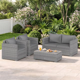 Tangkula 4/8 Pieces Patio Rattan Conversation Set | Sectional Sofas and Tea Table for Garden Yard Balcony