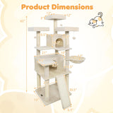 Tangkula 65 Inch Multi-Level Cat Tower with Sisal Scratching Posts & Board