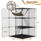 Tangkula Indoor Cat Cage 3-Tier Cat Enclosure Detachable Metal Wire Kennel