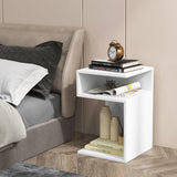 Tangkula S-Shaped Side Table, 3 Tier Wood End Table with Open Storage Shelves