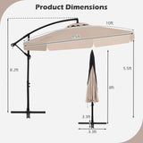 Tangkula 10FT Offset Hanging Umbrella with Cover