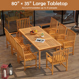Tangkula 9 Pieces Acacia Wood Outdoor Dining Set for 8 | Patio Table and Chairs Set