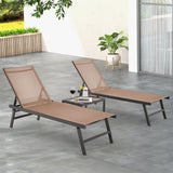 Tangkula 3 Piece Patio Chaise Lounge Set, Aluminum Patio Recliner with Coffee Table