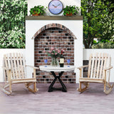 Tangkula Adirondack Rocking Chair with Slatted Seat and High Fanned Back