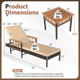 Tangkula 3 Pieces Patio Chaise Lounge Set 2 Rattan Lounge Chairs Side Table