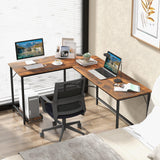 Tangkula L-Shaped Office Desk, L Shaped Corner Desk with Power Outlets, USB Ports