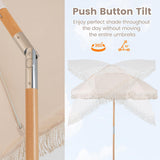 Tangkula 6 FT Tassel Market Table Umbrella with Push Button Tilt