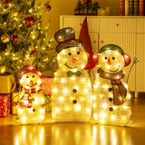 Tangkula 3-Piece Christmas Lighted Snowman Family Decoration