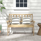 Tangkula Outdoor Teak Wood Garden Bench, 2-Person Patio Bench with Backrest and Armrests