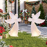 Tangkula Outdoor Christmas Angel & Wreath Decorative Set, Angel Yard Signs