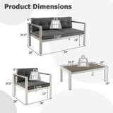 Tangkula 4 Piece Patio Aluminum Sofa Set, Contemporary Sofas & Coffee Table