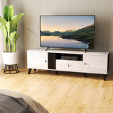 Tangkula Mid Century Modern TV Stand for 80” TVs with Open Shelf