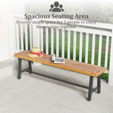 Tangkula 63" Acacia Wood Outdoor Bench, 3-Person Patio Bench with 800 lbs Weight Capacity