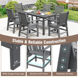 Tangkula 6 Pcs Outdoor HDPE Weather Resistant Table and Chairs Set