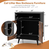 Tangkula Cat Litter Box Enclosure, 2-in-1 Cat Washroom Cabinet with Open Compartment