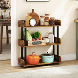 Tangkula 3-Tier Bookshelf Multipurpose Wood Standing Display Rack with Back and Side Panels