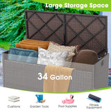 Tangkula 34 Gallon Outdoor Storage Bench with Seat Cushion
