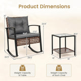 Tangkula 3-Piece Outdoor Rocking Chair Set for Garden