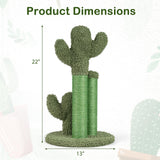 Tangkula 22" Cactus Cat Scratching Post for Indoor Adult Cats & Kittens