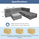 Tangkula 6 PCS Outdoor Rattan Sofa Set, Cushioned Sectional Set with Seat & Back Cushions