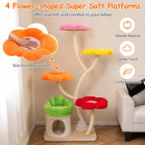 Tangkula 65 Inch Tall Cat Tower with Flower-Shaped Platforms