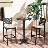 Tangkula 24" Outdoor Round Bar Table Cast Aluminum Heavy Duty Patio High Table with Stable Cross-Shaped Base