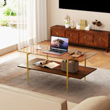 Tangkula 2-Tier Glass Coffee Table