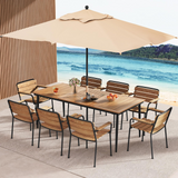 Tangkula Outdoor Dining Table for 8, 79 Inch Acacia Wood Patio Table with 1.9” Umbrella Hole