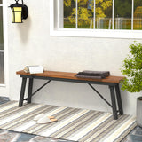 Tangkula Outdoor Folding Bench Set of 2, 55 Inches Long 2-3 Person Acacia Wood Backless