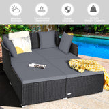 Tangkula Patio Rattan Daybed, Patiojoy Outdoor Sunbed with Spacious Seat (Grey)