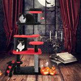 Tangkula Gothic Cat Tree, 52 Inch Black Cat Tower with Coffin Cat Bed, Cat Condo, Spooky Goth Cat Tree for Indoor Cats