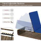 7-Position Adjustable PE Rattan Outdoor Chaise Lounge Chair