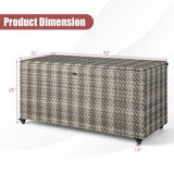 Tangkula 96 Gallon Deck Box, PE Wicker Outdoor Storage Box with 4 Wheels and Waterproof Zippered Liner
