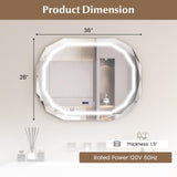 Tangkula LED Bathroom Mirror, Single Beveled Edge Anti-Fog Mirror with 3 Color LED Light, Memory Function