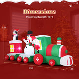 Tangkula 11.5 FT Christmas Inflatables Train Blow Up Santa Claus Driving Train