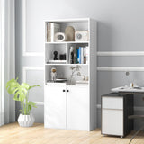 Tangkula 5 Tier Bookcase with 2-Door Cabinet
