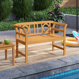 Tangkula Acacia Wood Outdoor Bench with Backrest