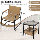 Tangkula 3 Pieces Patio Furniture Set with Breathable Mesh Fabric and Metal Frame