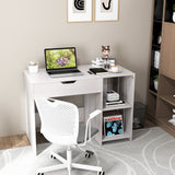 Tangkula Lift Top Computer Desk, Small Standing Laptop Desk with 2 Hidden Compartments & 2 Open Storage Shelves