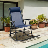 Outdoor Folding Rocking Chair, No Assembly Required, Foldable Rocker Recliner with Headrest