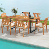 Tangkula Wooden Patio Chair Outdoor Dining Armchairs w/Soft Cushion & Breathable Backrest