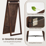 Tangkula Full Length Mirror with Stand, Solid Wood Frame Floor Mirror, Free Standing Full Body Mirror