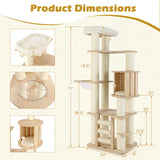 Tangkula Multi Layer Wood Cat Tower with Scratching Posts