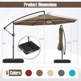 Tangkula 10 Feet Offset Hanging Umbrella with Base Patio Cantilever Umbrella