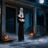 Tangkula 5.3 FT Animated Halloween Standing Nun Holding Candle Decoration