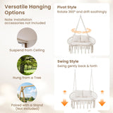 Tangkula 2-Person Hanging Hammock Chair Boho Style Macrame Hammock Swing
